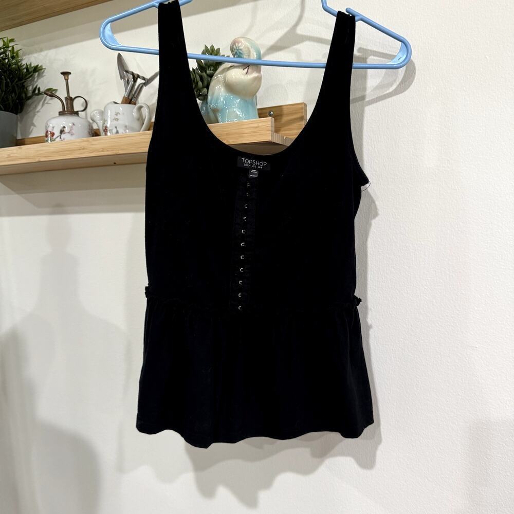 TopShop Black Tank Top Peplum Women's Size 2